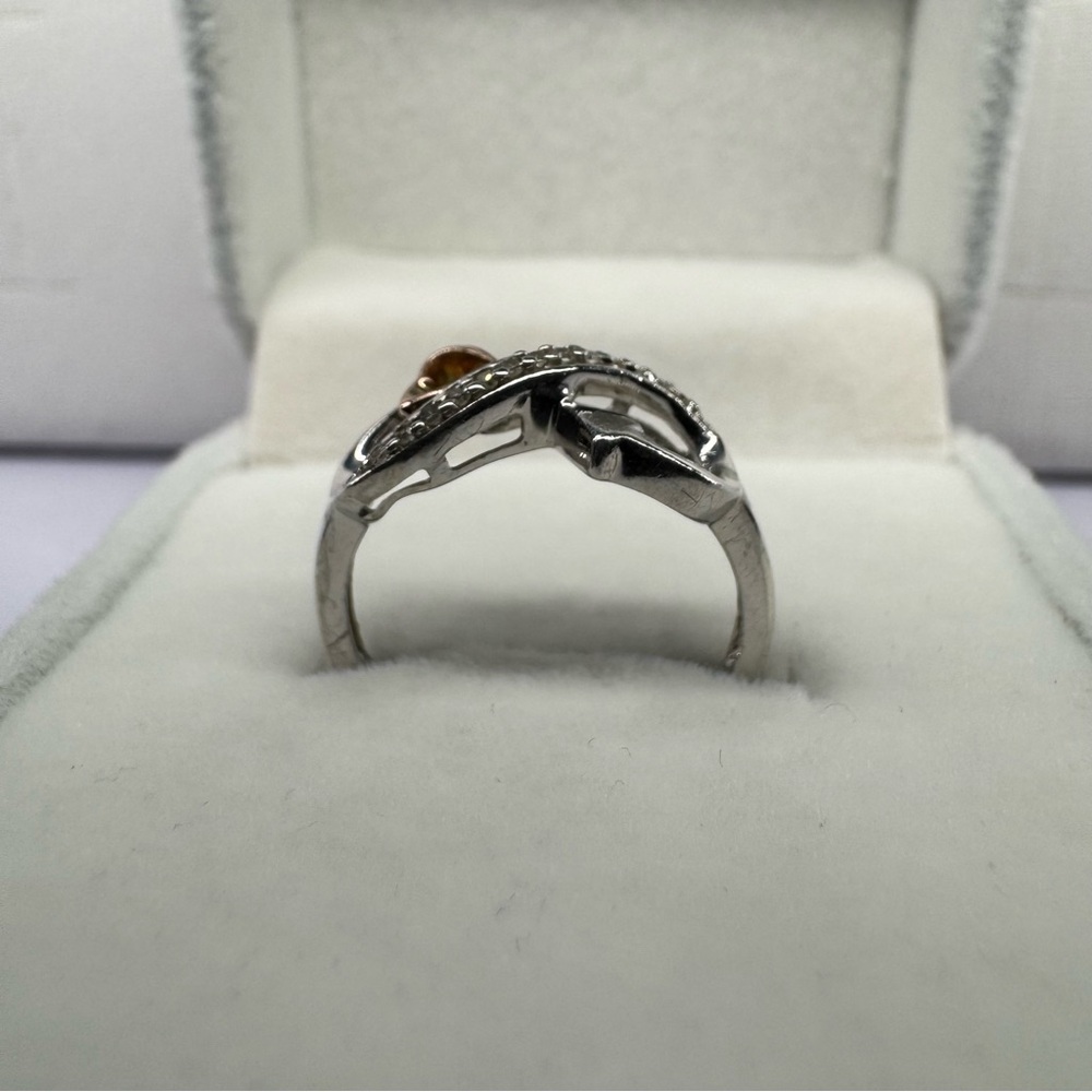 Diamond Heart Infinity 10k gold & 925 Sterling Silver Ring Size 5.25 - Picture 6 of 13